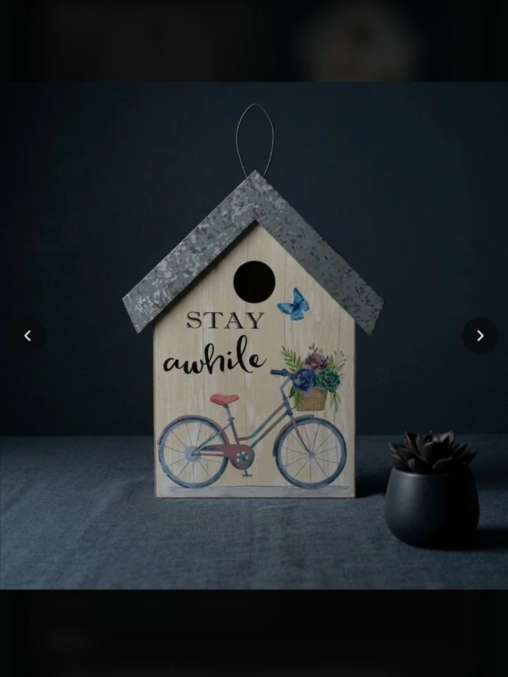 Stay Awhile Wood Bicycle Wall Decor - Blue and Pink